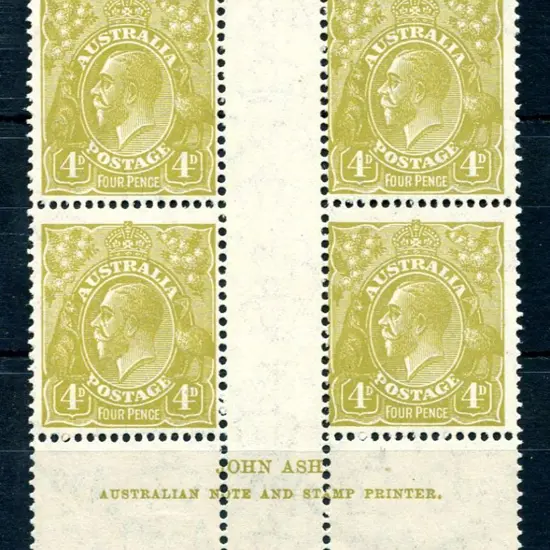 1931-36 CofA 4d greenish-olive, plate 3 John Ash ...