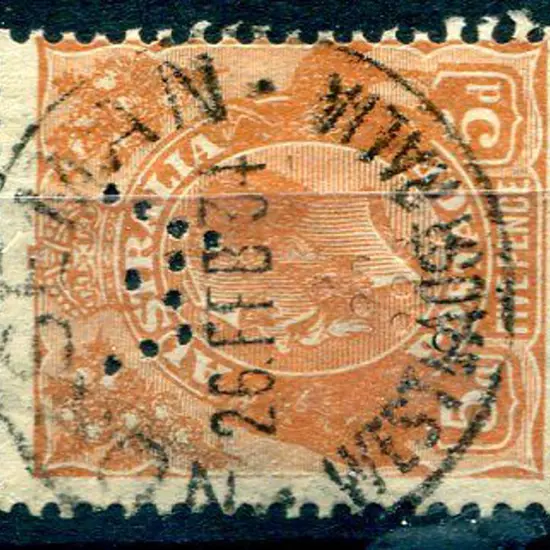 1931-36 CofA 5d yellow-brown perfined "WA" with ...