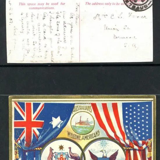 1908 (Aug) 1d red QV "Australians Welcomes ...