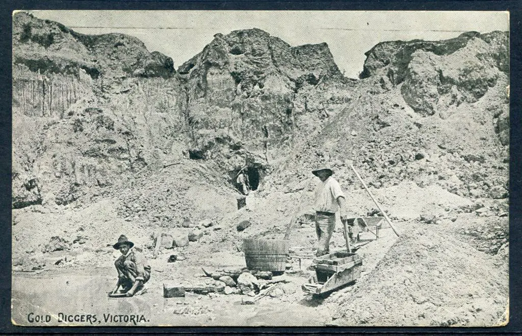 1911 1d Post Card with "Gold Diggers, Victoria" ... Image 1++