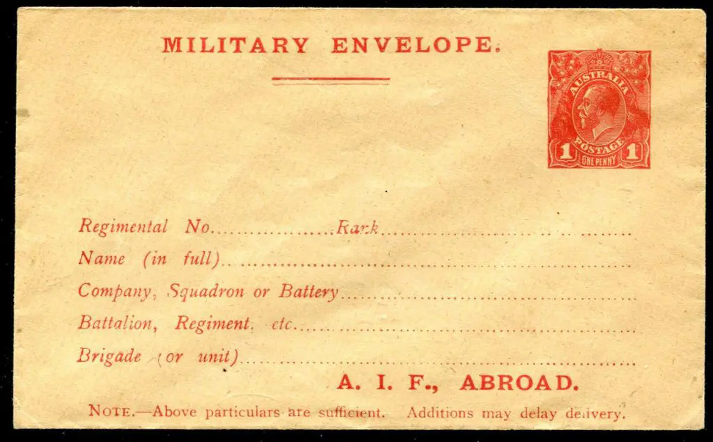 1916 1d carmine KGV Military Envelope with ... Image 1++