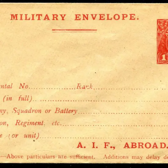 1916 1d carmine KGV Military Envelope with ...