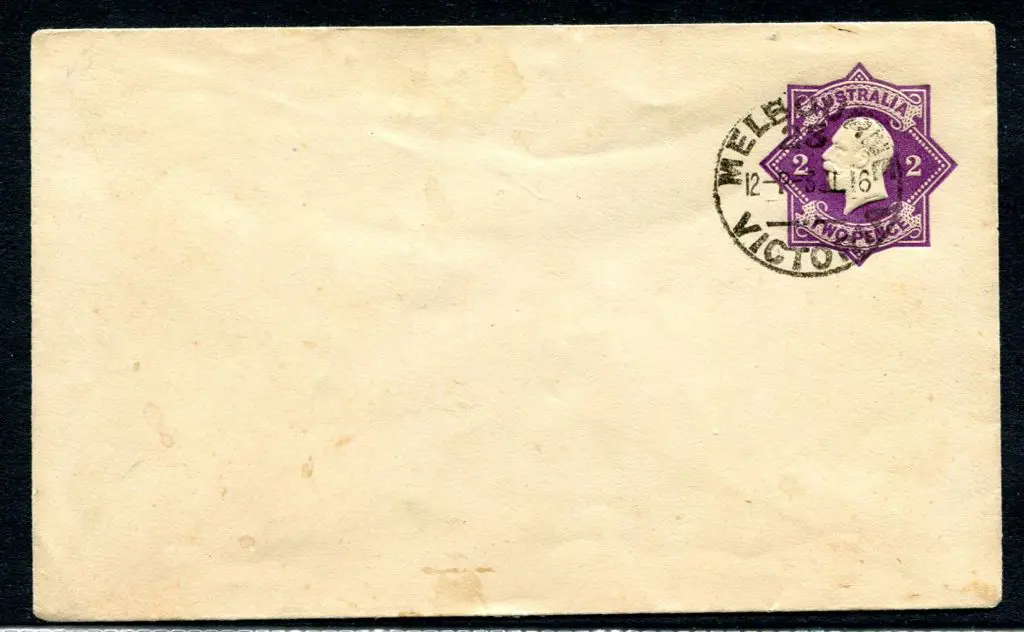 1916 2d violet KGV "Star" Embossed envelope CTO ... Image 1++