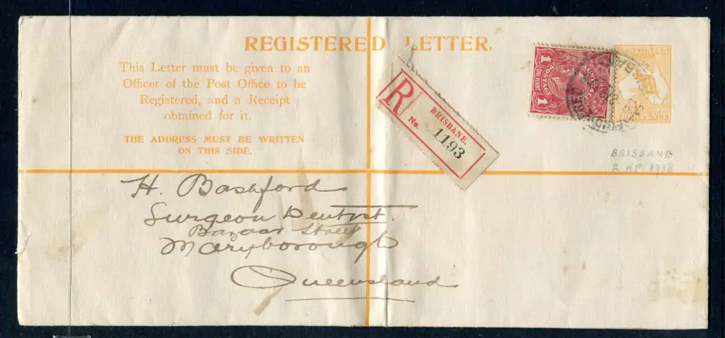 1918 (2nd Apr) 4d orange Kangaroo pre-printed ... Image 1++