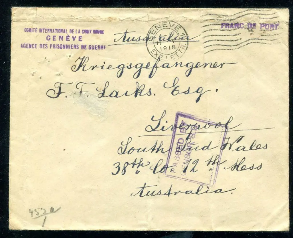 1918 (11th May) Prisoner of War Cover from ... Image 1++