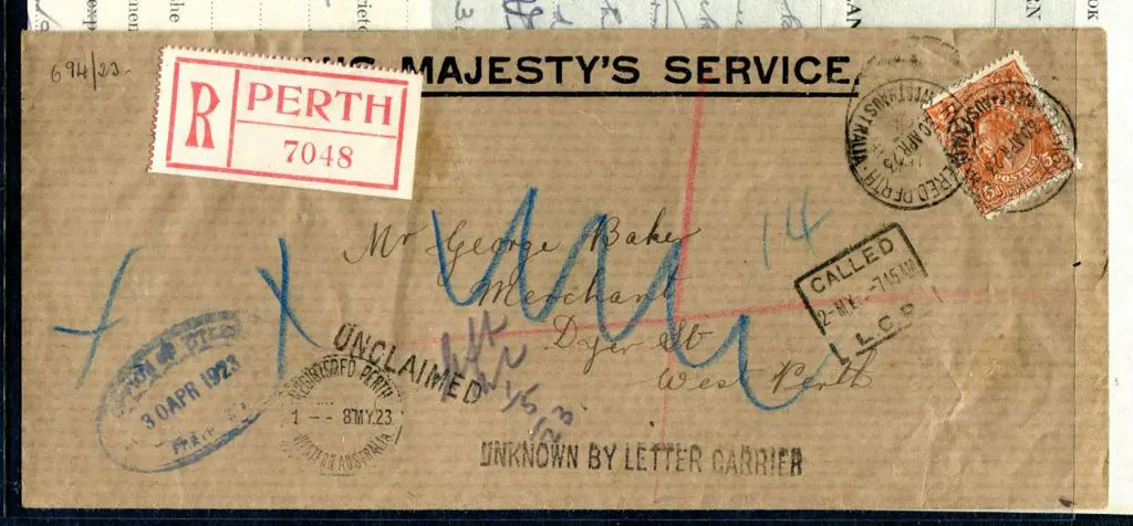 1923 (30th April) Perth registered long OHMS cover ... Image 1++