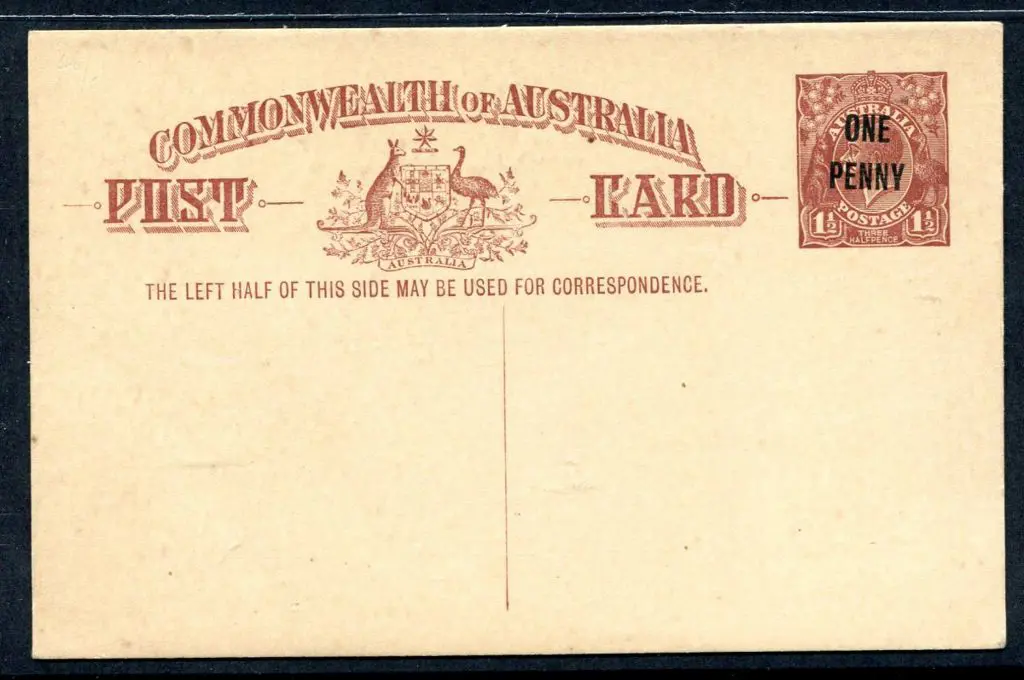 1923 1½d red-brown KGV Pre-stamped Post Card ovptd ... Image 1++