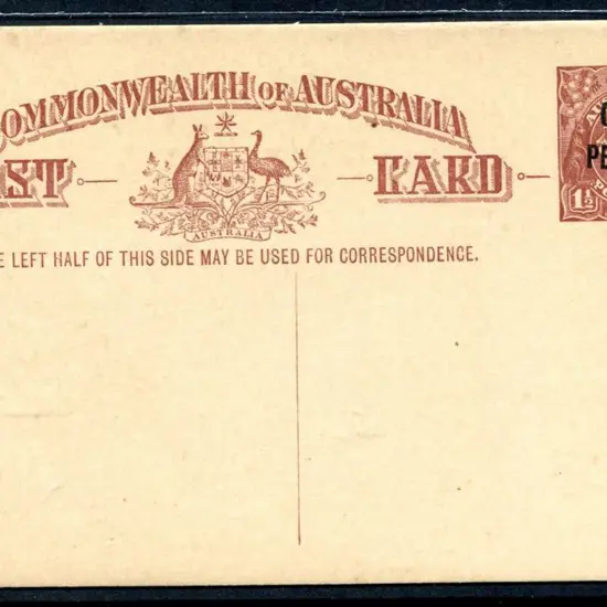 1923 1½d red-brown KGV Pre-stamped Post Card ovptd ...