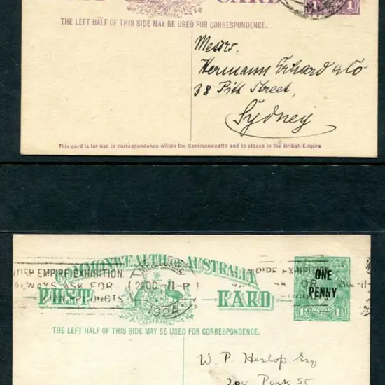 1924 1d violet KGV Prestamped Post Card with "No ...