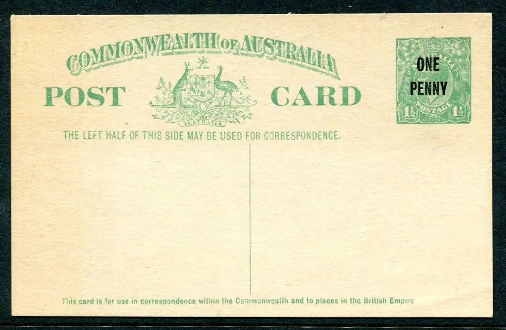 1924 1½d emerald-green KGV Pre-stamped Post Card ... Image 1++