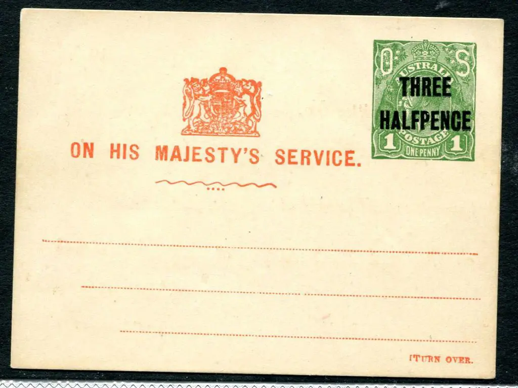 1924 THREE HALFPENCE on 1d green KGV Sideface, Die ... Image 1++
