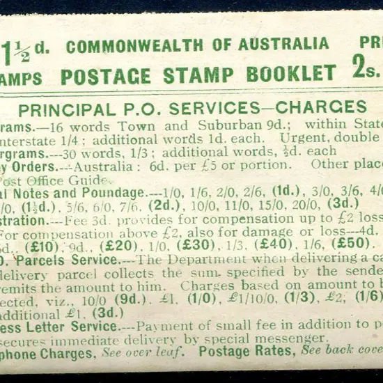 1928 2/3d green on pale green booklet with 18 x ...