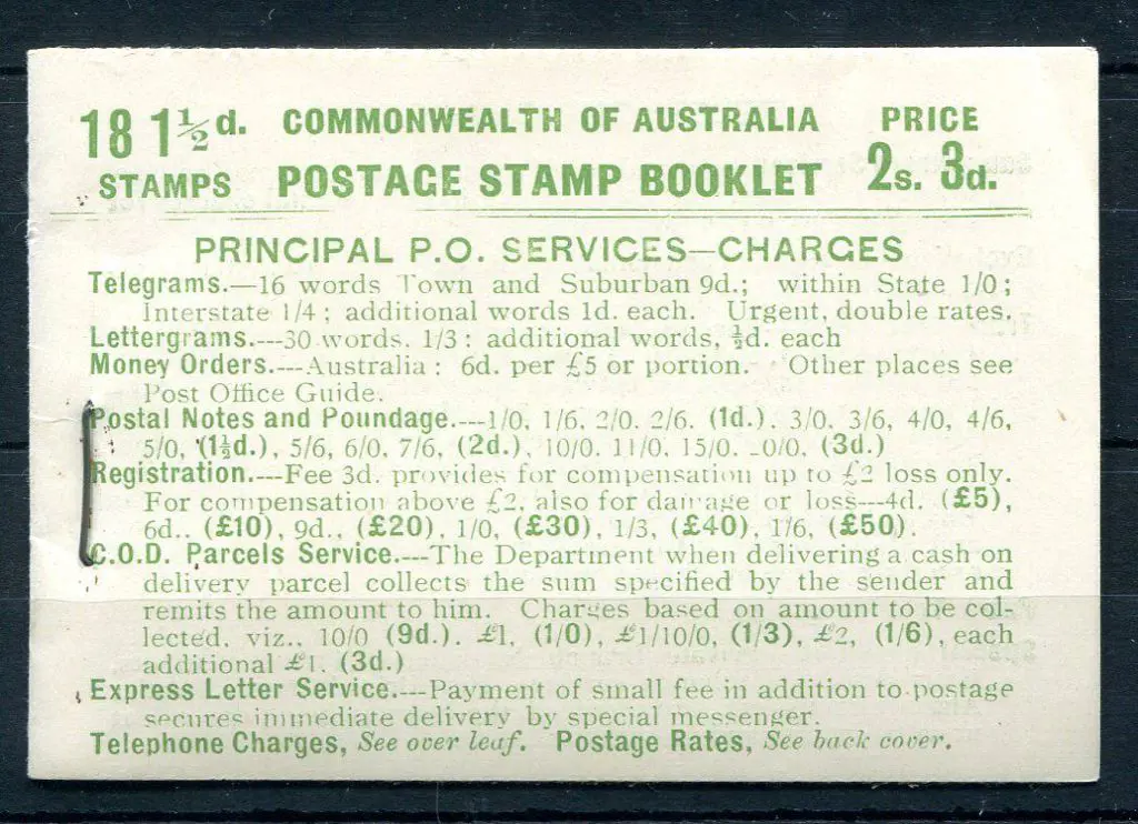 1928 2/3d green on pale green booklet with 3 panes ... Image 1++