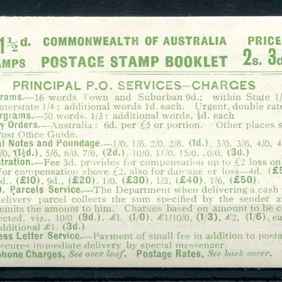 1928 2/3d green on pale green booklet with 3 panes ...