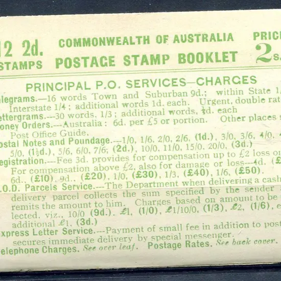 1930 2/- green on pale green booklet with 12 x 2d ...
