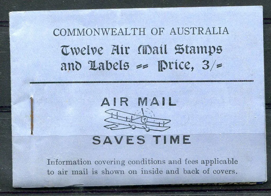 1930 3/- "AIR MAIL SAVES TIME" black on blue cover ... Image 1++