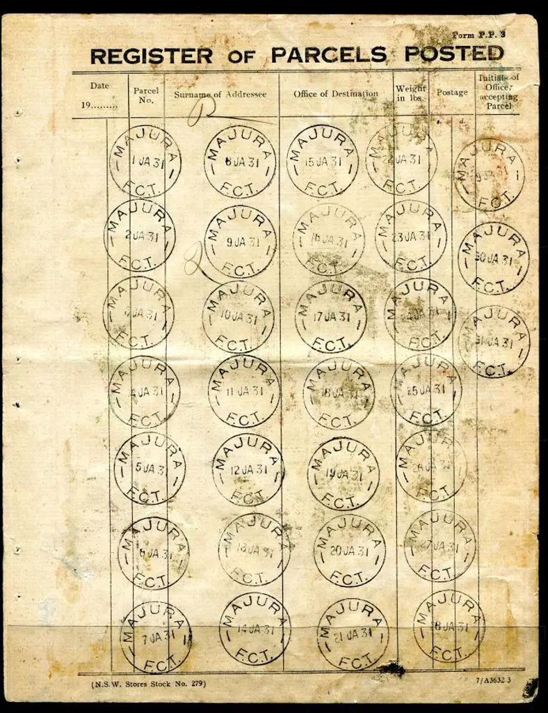 1931 (1st-31st Jan) "Register of Parcels Posted" ... Image 1++