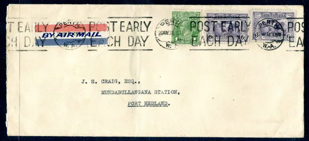 1931 (26th May) "By Air Mail" Perth to ... Image 1++