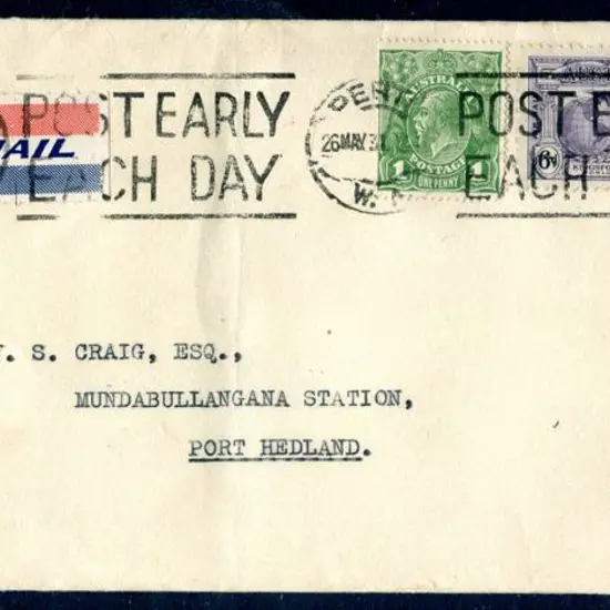 1931 (26th May) "By Air Mail" Perth to ...