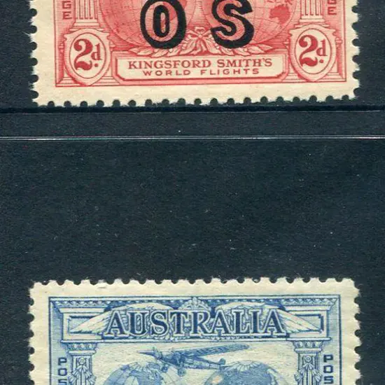 1931 2d & 3d Kingsford Smith ovptd "OS". MVLH ...