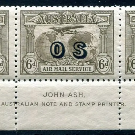 1931 6d Kingsford Smith Airmail ovptd "OS" in John ...