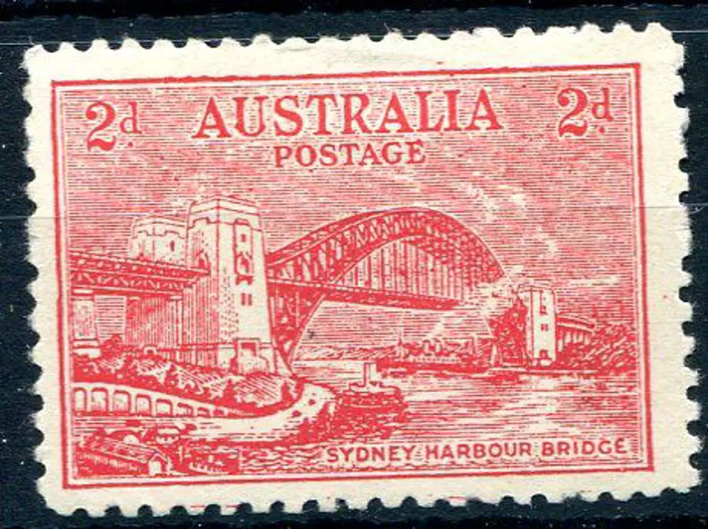 1932 2d Sydney Harbour Bridge scarlet postal ... Image 1++