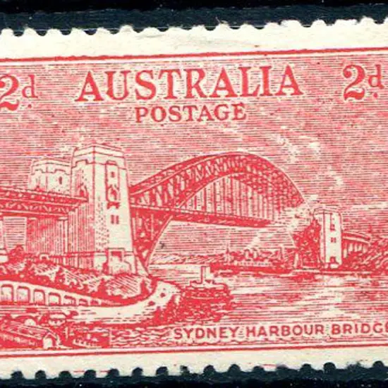 1932 2d Sydney Harbour Bridge scarlet postal ...