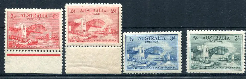 1932 5/- Sydney Harbour Bridge set of 4 to 5/-. A ... Image 1++