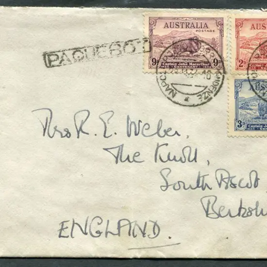 1934 (28th Nov) Macarthur set of 3 on cover to ...