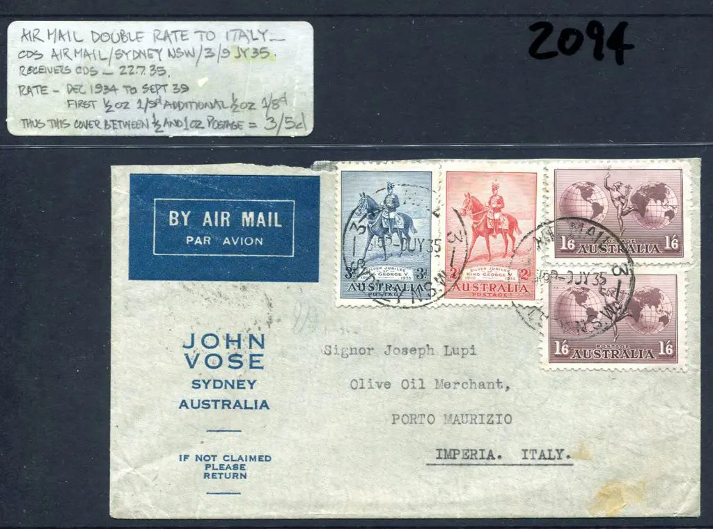 1935 (9th July) Commercial Airmail cover from ... Image 1++