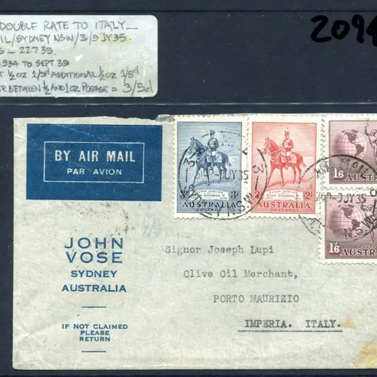 1935 (9th July) Commercial Airmail cover from ...