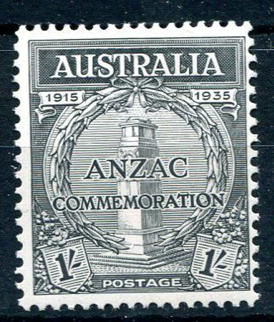 1935 1/- Anzac, perforated 13½ x 12½ unwatermarked ... Image 1++