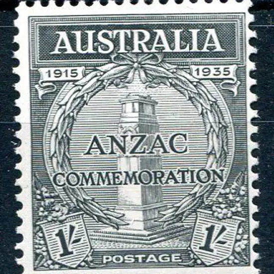 1935 1/- Anzac, perforated 13½ x 12½ unwatermarked ...
