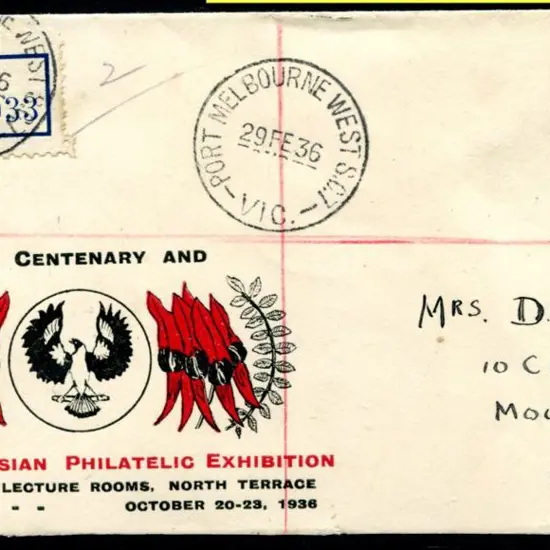 1936 (29th Feb) SA Centenary commem illust env ...