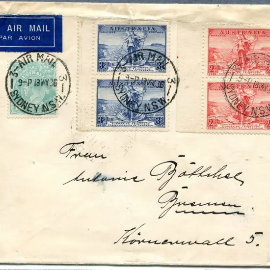1936 (13th May) Sydney to Bremen, Germany via ...