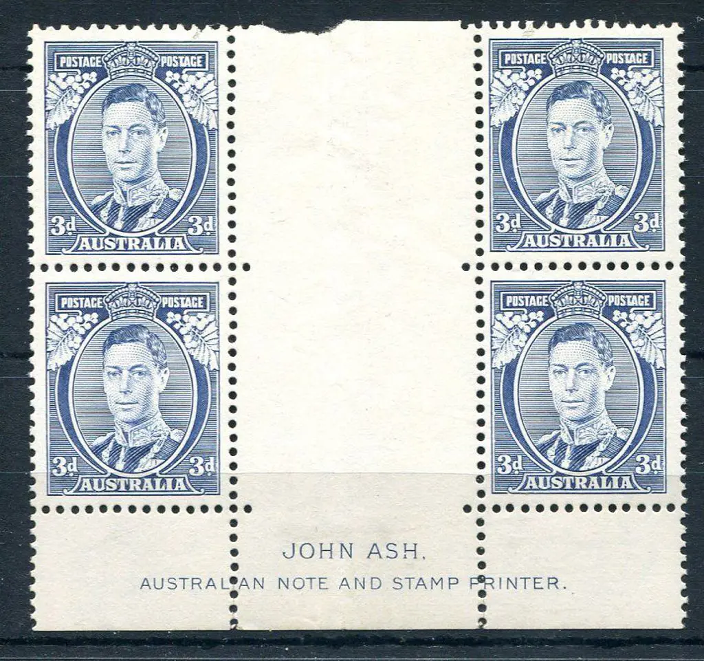 1937 3d blue KGVI Die I "white wattles" in Ash ... Image 1++