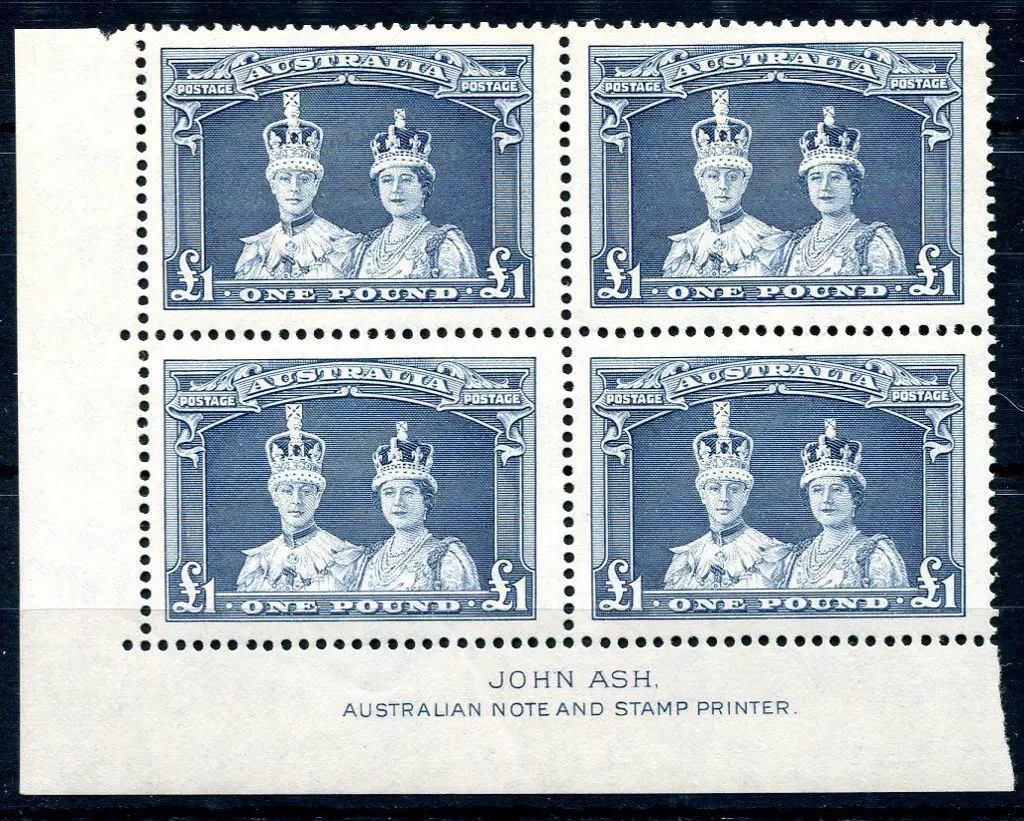 1937/48 £1 Robes in John Ash imprint block of 4 on ... Image 1++