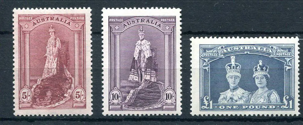 1937/48 Robes set of 3 with 5/- on thin paper & ... Image 1++