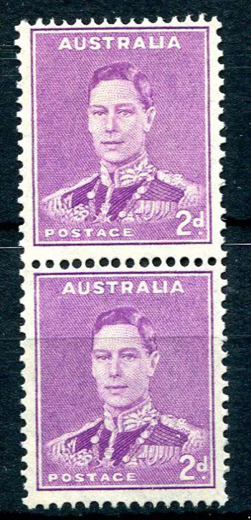 1941 2d mauve KGVI coil pair with inverted wmk. ... Image 1++