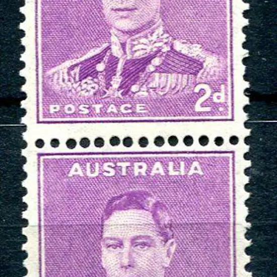 1941 2d mauve KGVI coil pair with inverted wmk. ...