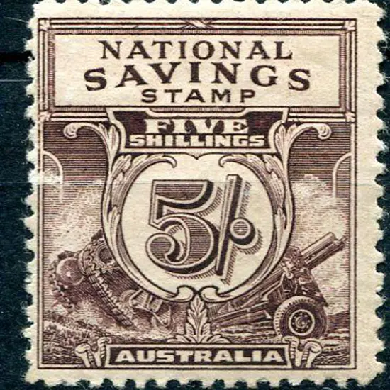 1943 (Aug) 5/- brown National Savings Stamp. Fine ...