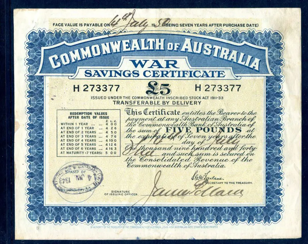 1943 £5 War Savings Certificate Serial No. H ... Image 1++