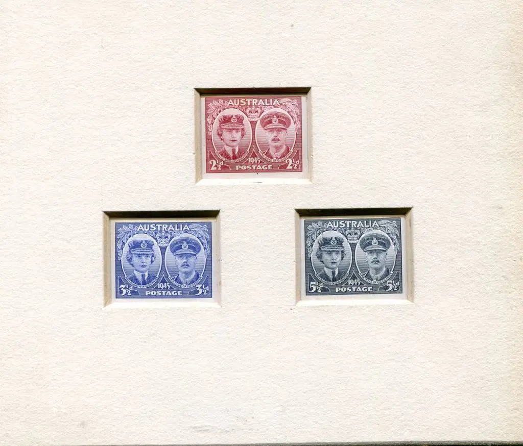 1945 Duke of Gloucester set of 3 imperforate die ... Image 1++