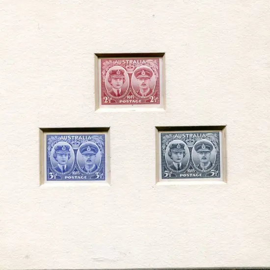 1945 Duke of Gloucester set of 3 imperforate die ...
