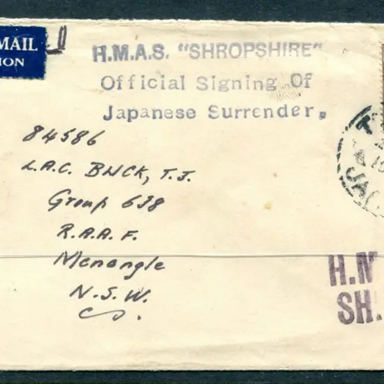 1945 (2nd Sept) airmail cover to NSW with 3d KGVI ...