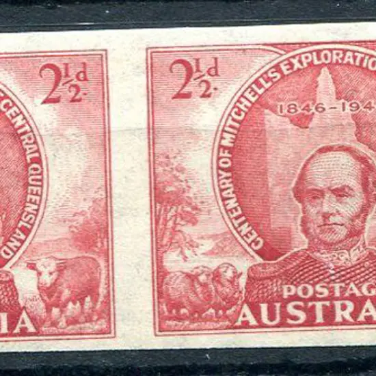 1946 2½d Mitchell imperforate horiz pair with inv ...