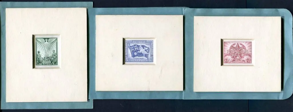 1946 2½d, 3½d & 5½d Peace Die Proofs in issued ... Image 1++