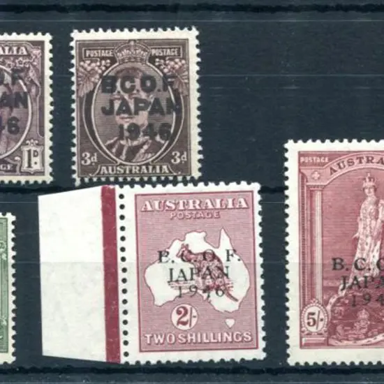 1946 BCOF set of 7 to 5/- Robes on both thick & ...