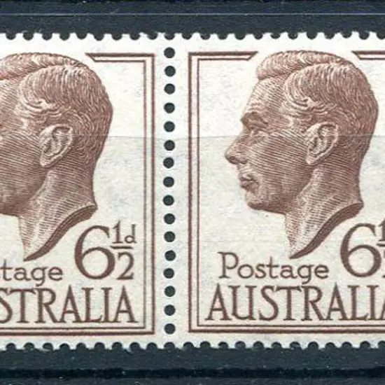 1952 6½d brown KGVI right marginal horiz strip of ...