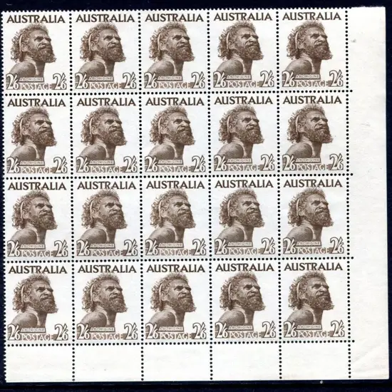 1952/62 2/6d Aborigine no wmk in lower right ...